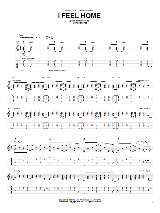 Download O.A.R. I Feel Home Sheet Music and learn how to play Guitar Tab PDF digital score in minutes