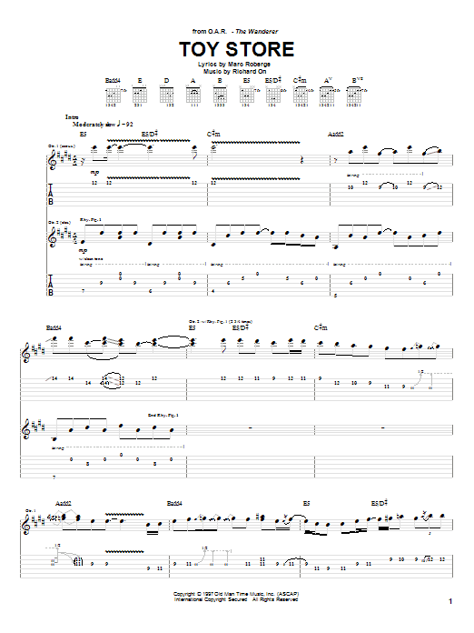 Download O.A.R. Toy Store Sheet Music and learn how to play Guitar Tab PDF digital score in minutes