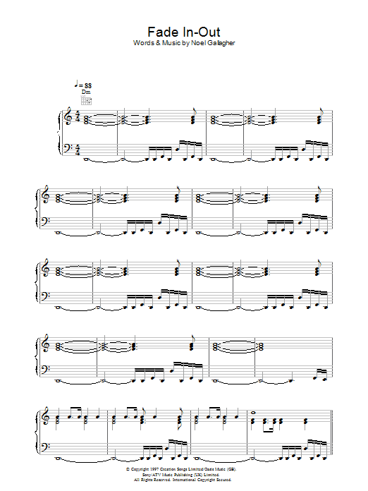 Download Oasis Fade In-Out Sheet Music and learn how to play Piano, Vocal & Guitar PDF digital score in minutes