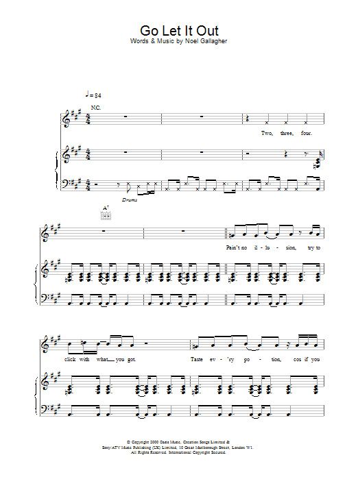 Download Oasis Go Let It Out Sheet Music and learn how to play Lyrics & Chords PDF digital score in minutes