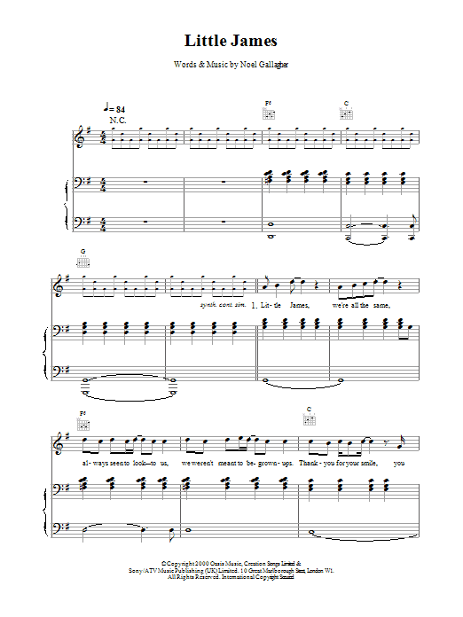Download Oasis Little James Sheet Music and learn how to play Guitar Tab PDF digital score in minutes