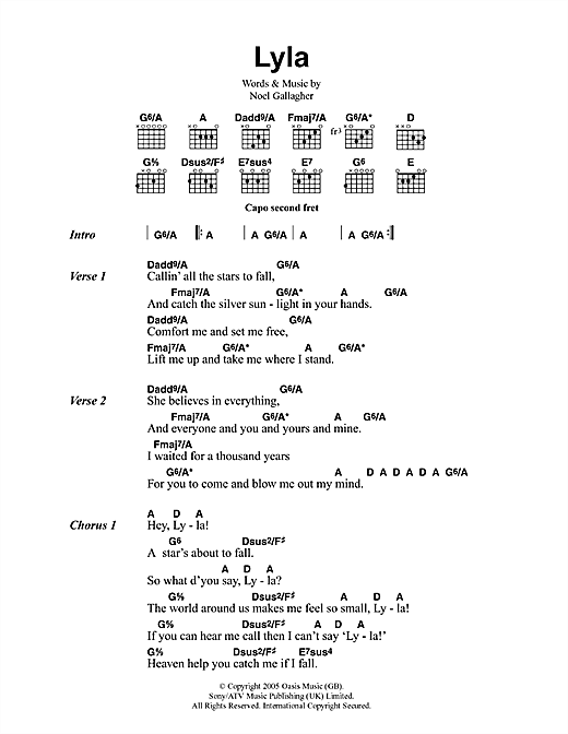Download Oasis Lyla Sheet Music and learn how to play Keyboard PDF digital score in minutes