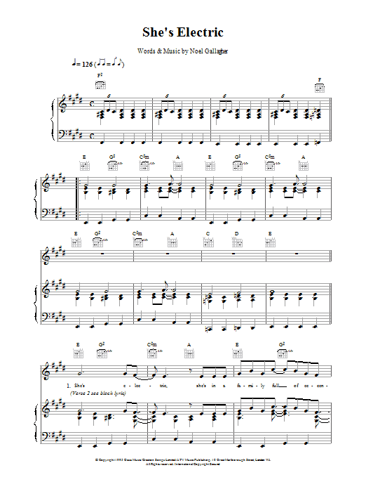 Download Oasis She's Electric Sheet Music and learn how to play Guitar Tab PDF digital score in minutes