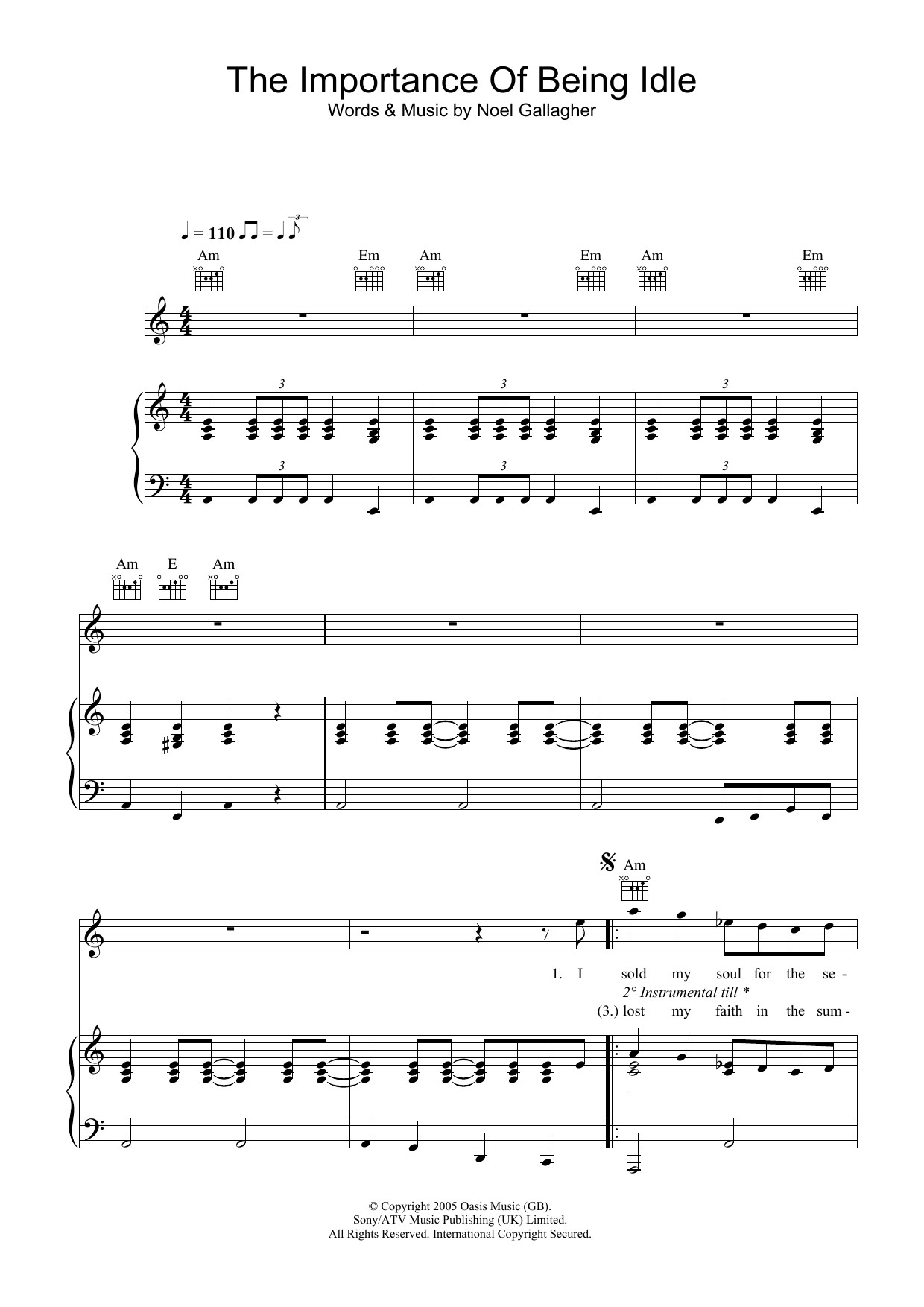 Download Oasis The Importance Of Being Idle Sheet Music and learn how to play Guitar Tab PDF digital score in minutes