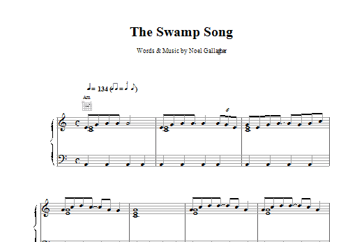 Download Oasis The Swamp Song (alternative version) Sheet Music and learn how to play Piano, Vocal & Guitar (Right-Hand Melody) PDF digital score in minutes
