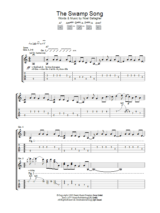 Download Oasis The Swamp Song Sheet Music and learn how to play Lyrics & Chords PDF digital score in minutes