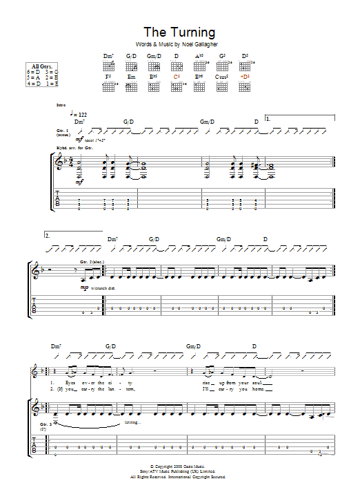 Download Oasis The Turning Sheet Music and learn how to play Guitar Tab PDF digital score in minutes