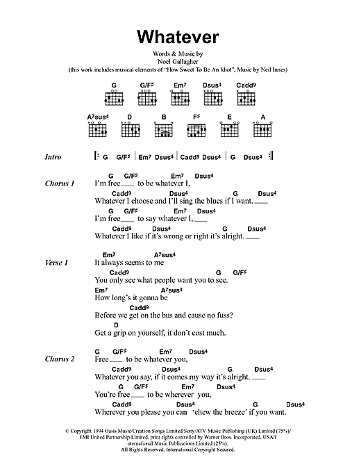 Download Oasis Whatever Sheet Music and learn how to play Keyboard PDF digital score in minutes