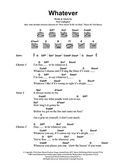 Oasis Whatever Sheet Music Notes Chords Beginner Piano Download Rock Pdf