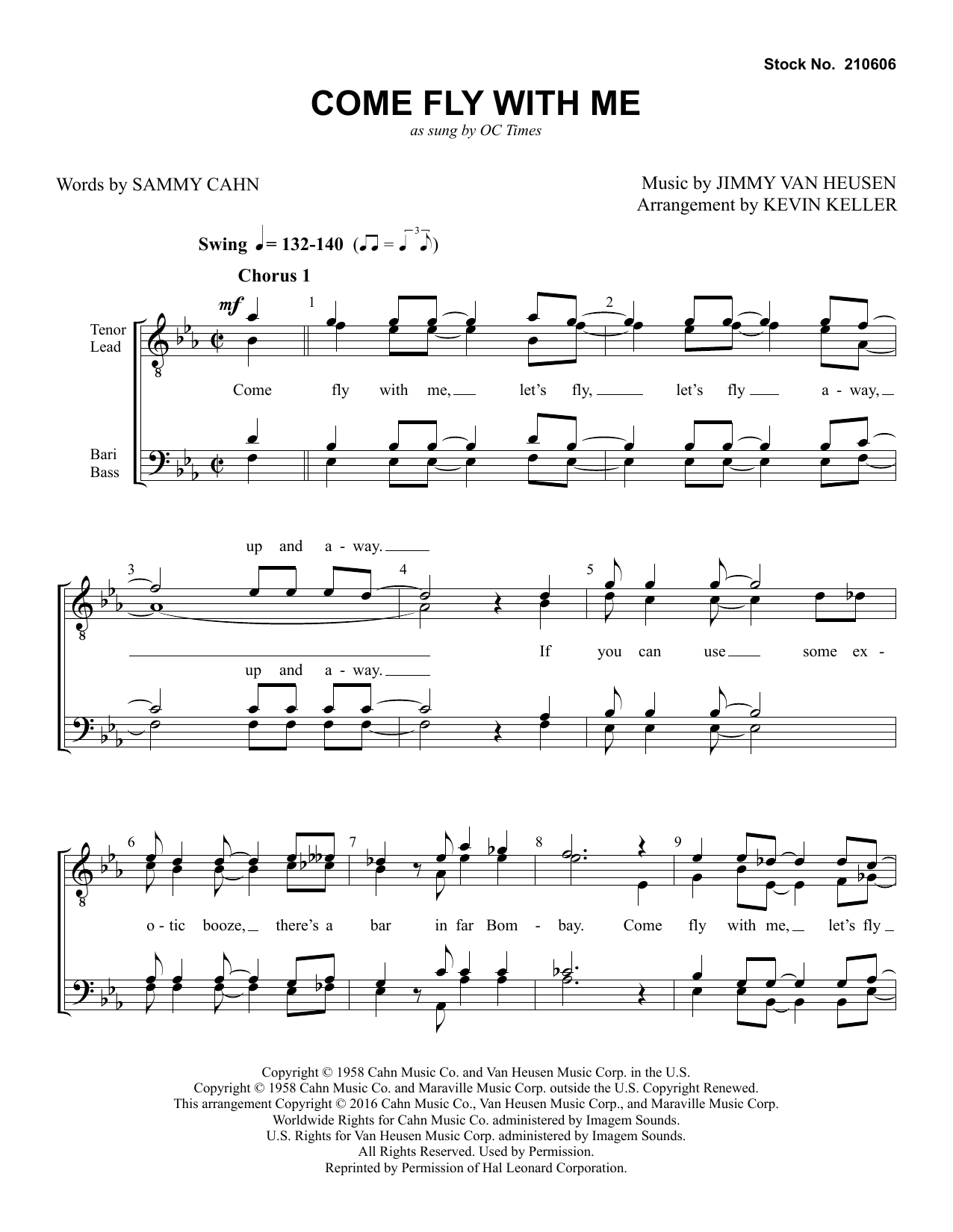 Download OC Times Come Fly With Me (arr. Kevin Keller) Sheet Music and learn how to play SATB Choir PDF digital score in minutes