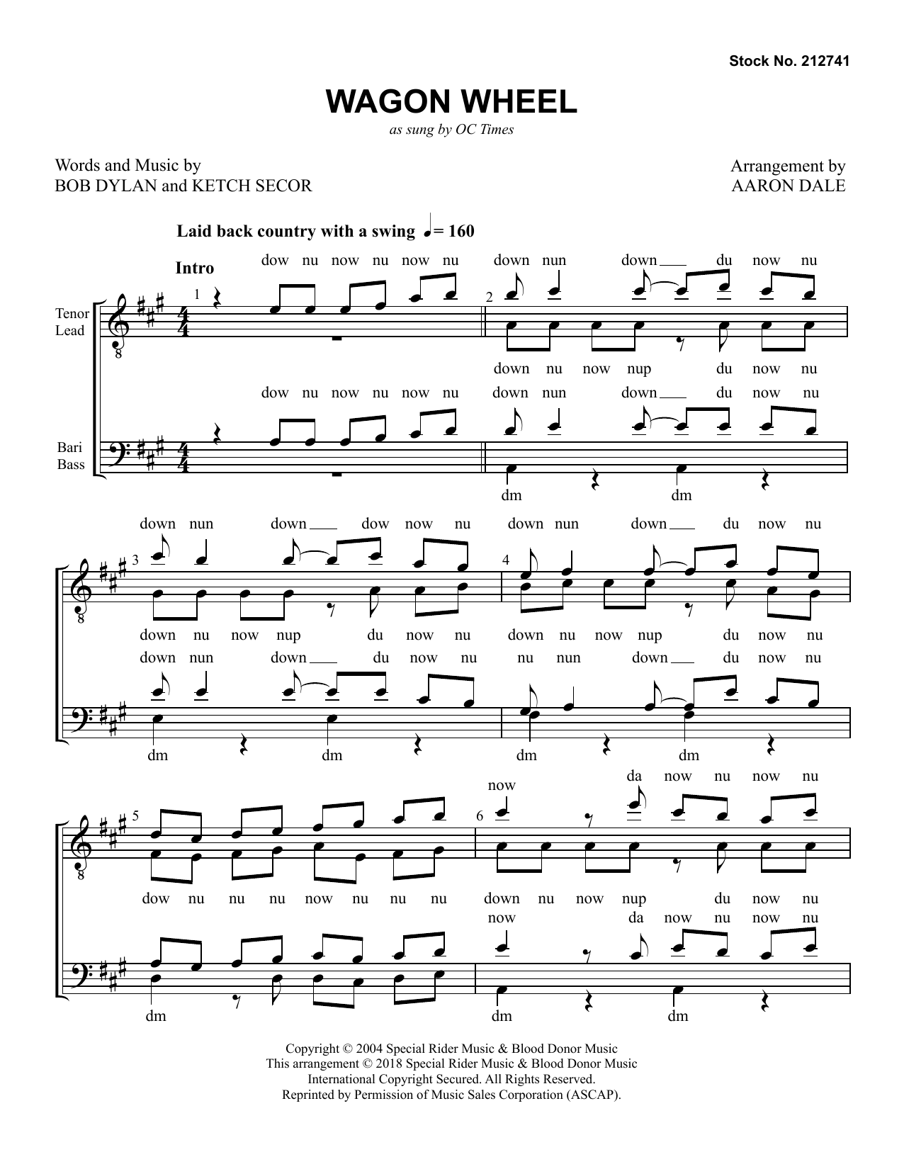 Download OC Times Wagon Wheel (arr. Aaron Dale) Sheet Music and learn how to play TTBB Choir PDF digital score in minutes