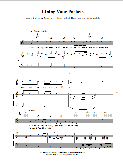 Download Ocean Colour Scene Lining Your Pockets Sheet Music and learn how to play Guitar Tab PDF digital score in minutes