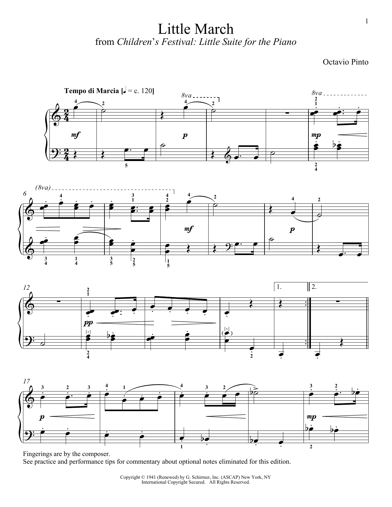 Download Octavio Pinto Little March Sheet Music and learn how to play Piano PDF digital score in minutes