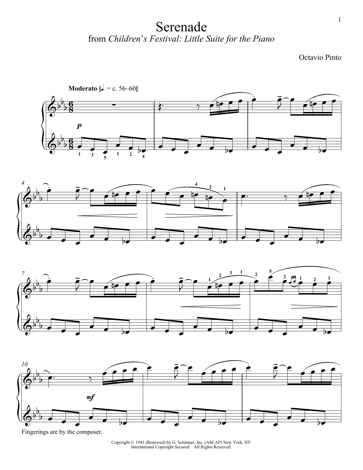 Download Octavio Pinto Serenade Sheet Music and learn how to play Piano PDF digital score in minutes