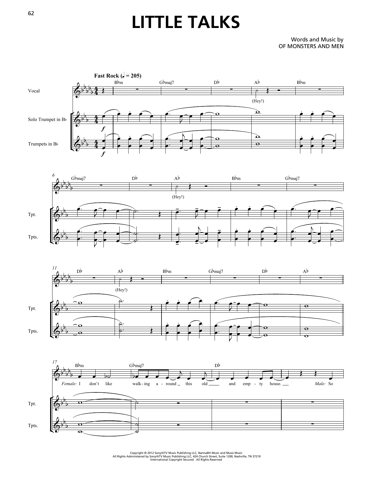 Download Of Monsters And Men Little Talks (Horn Section) Sheet Music and learn how to play Transcribed Score PDF digital score in minutes