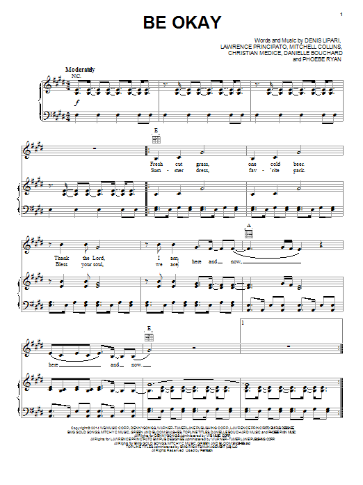 Download Oh Honey Be Okay Sheet Music and learn how to play Piano, Vocal & Guitar (Right-Hand Melody) PDF digital score in minutes