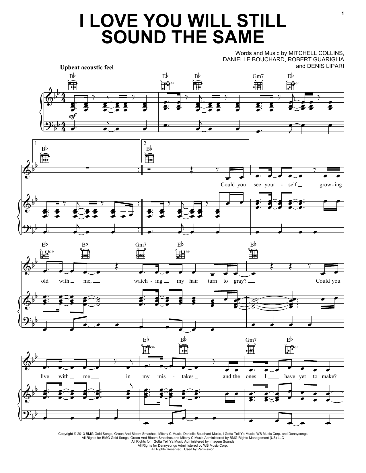Download Oh Honey I Love You Will Still Sound The Same Sheet Music and learn how to play Piano, Vocal & Guitar (Right-Hand Melody) PDF digital score in minutes