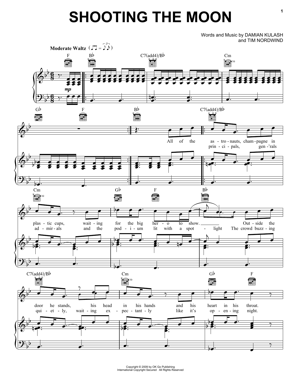 Download OK Go Shooting The Moon Sheet Music and learn how to play Easy Piano PDF digital score in minutes