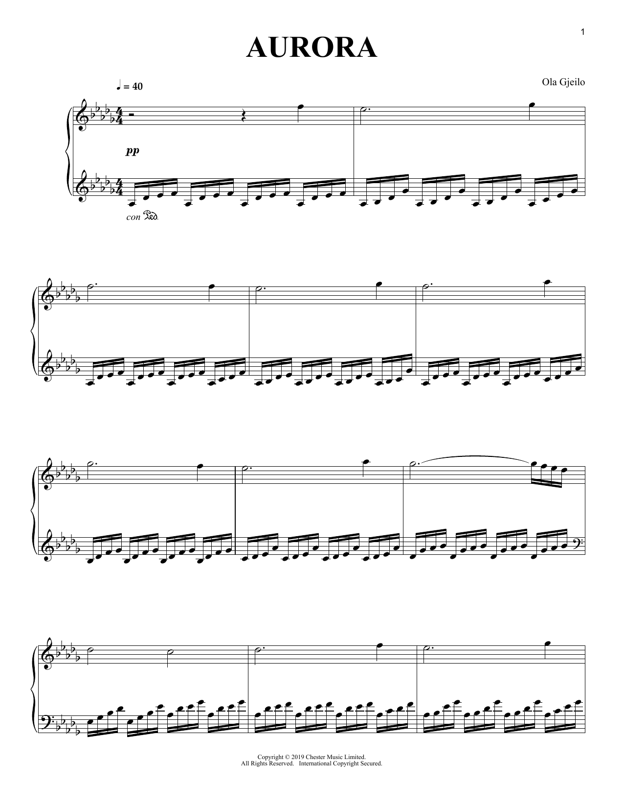 Download Ola Gjeilo Aurora Sheet Music and learn how to play Piano Solo PDF digital score in minutes