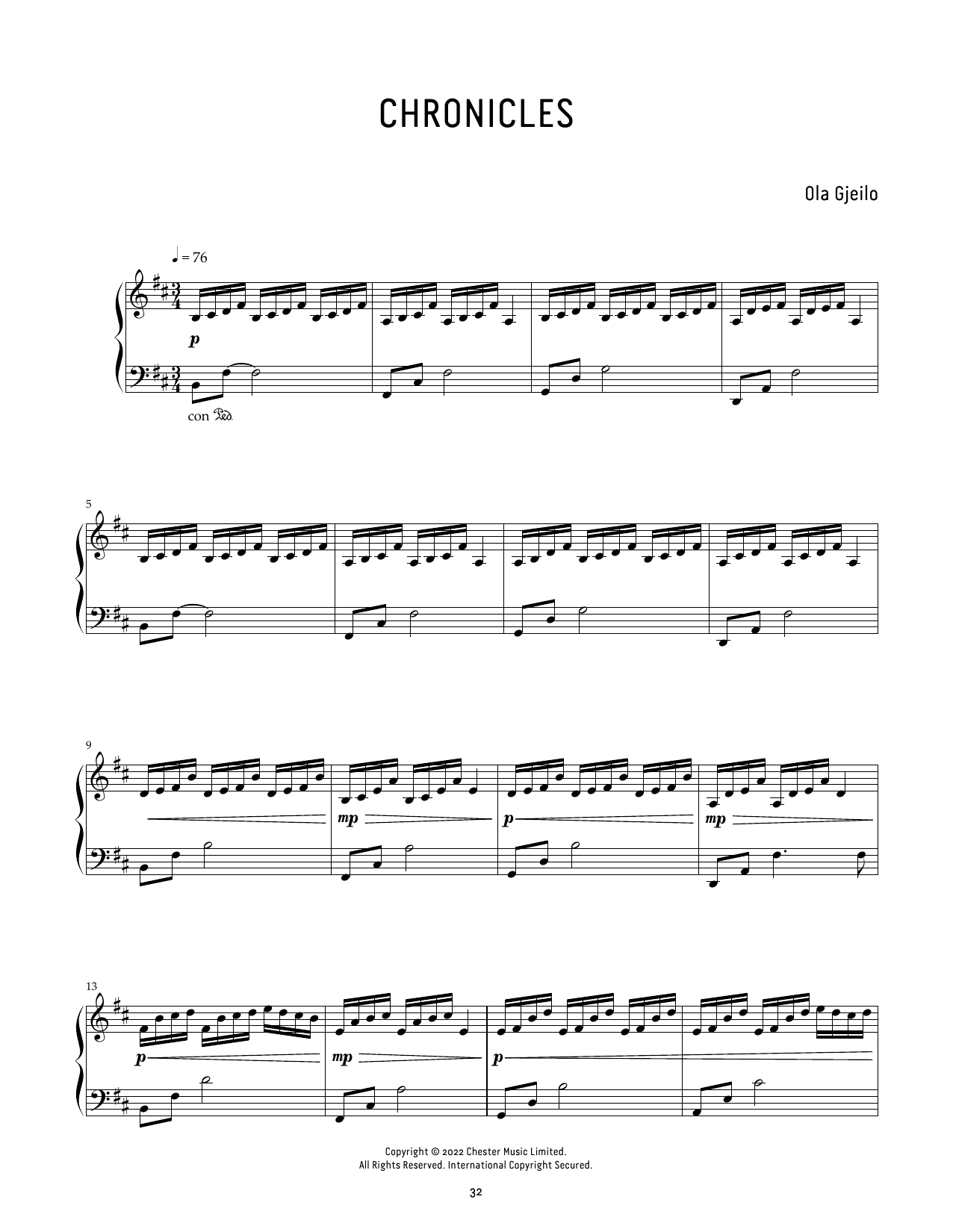 Download Ola Gjeilo Chronicles Sheet Music and learn how to play Piano Solo PDF digital score in minutes