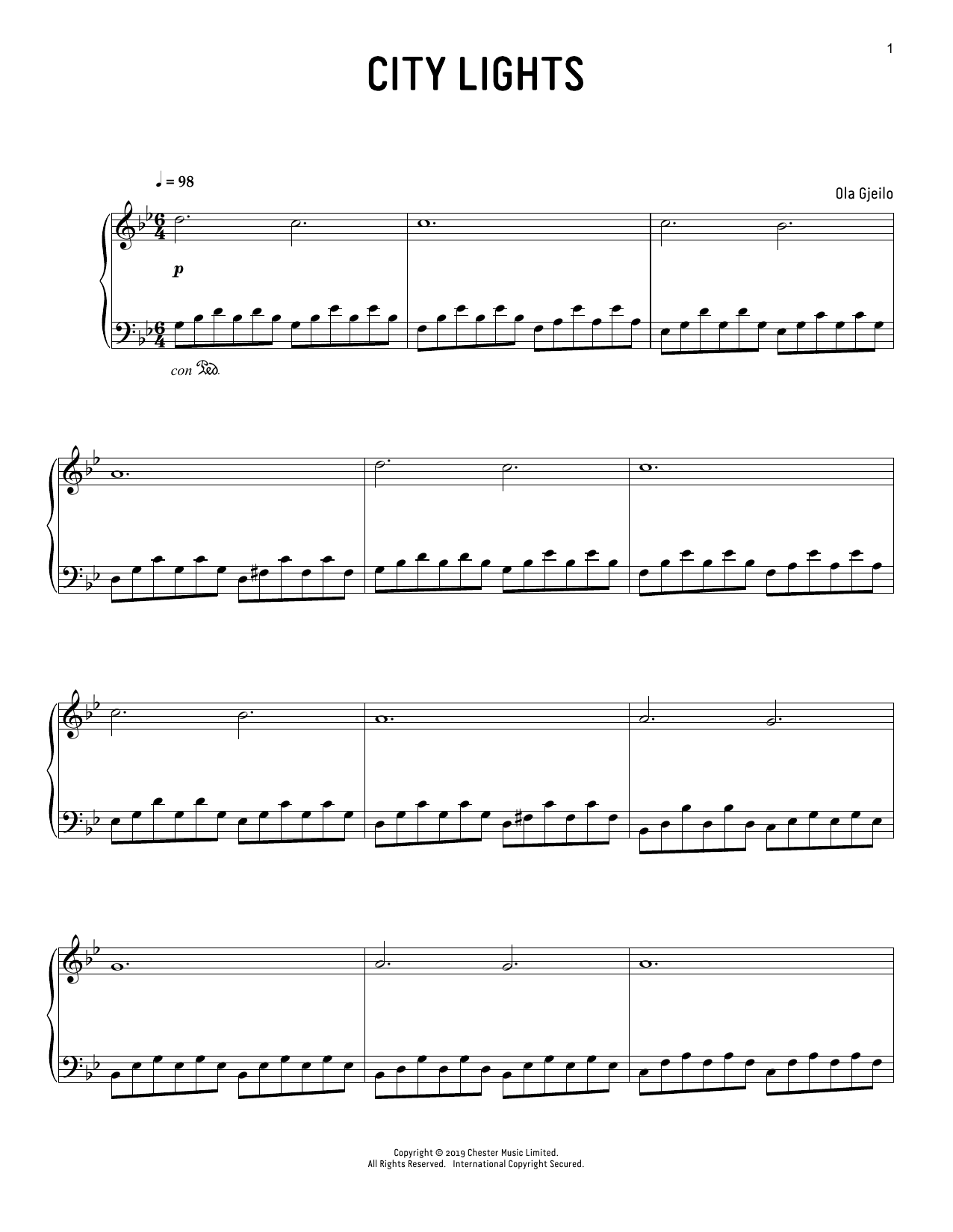 Download Ola Gjeilo City Lights Sheet Music and learn how to play Piano Solo PDF digital score in minutes