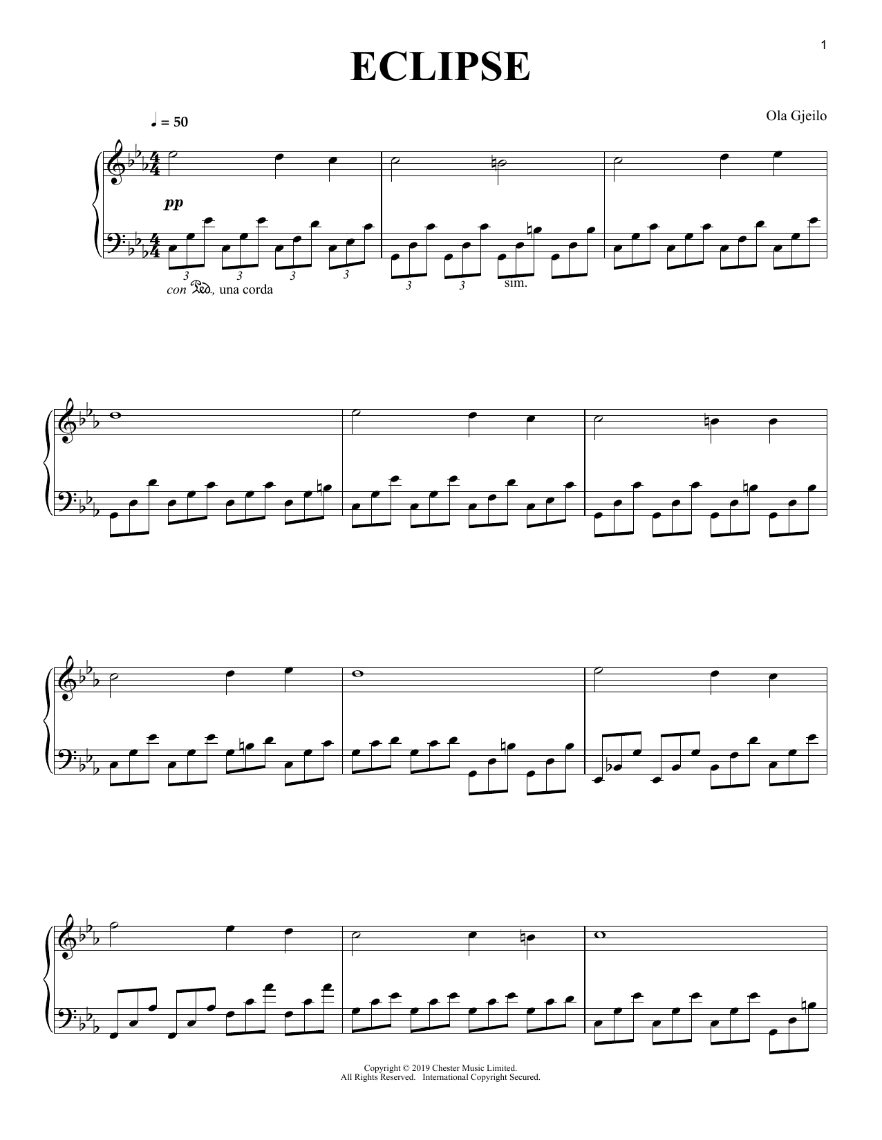 Download Ola Gjeilo Eclipse Sheet Music and learn how to play Piano Solo PDF digital score in minutes