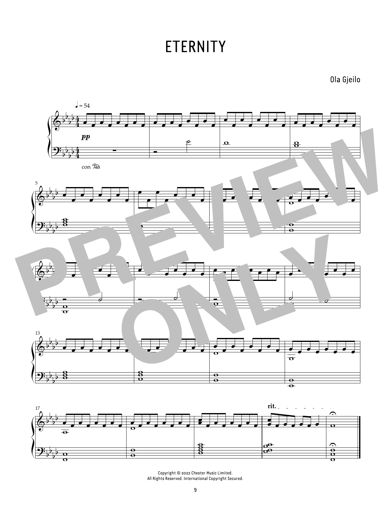 Download Ola Gjeilo Eternity Sheet Music and learn how to play Piano Solo PDF digital score in minutes