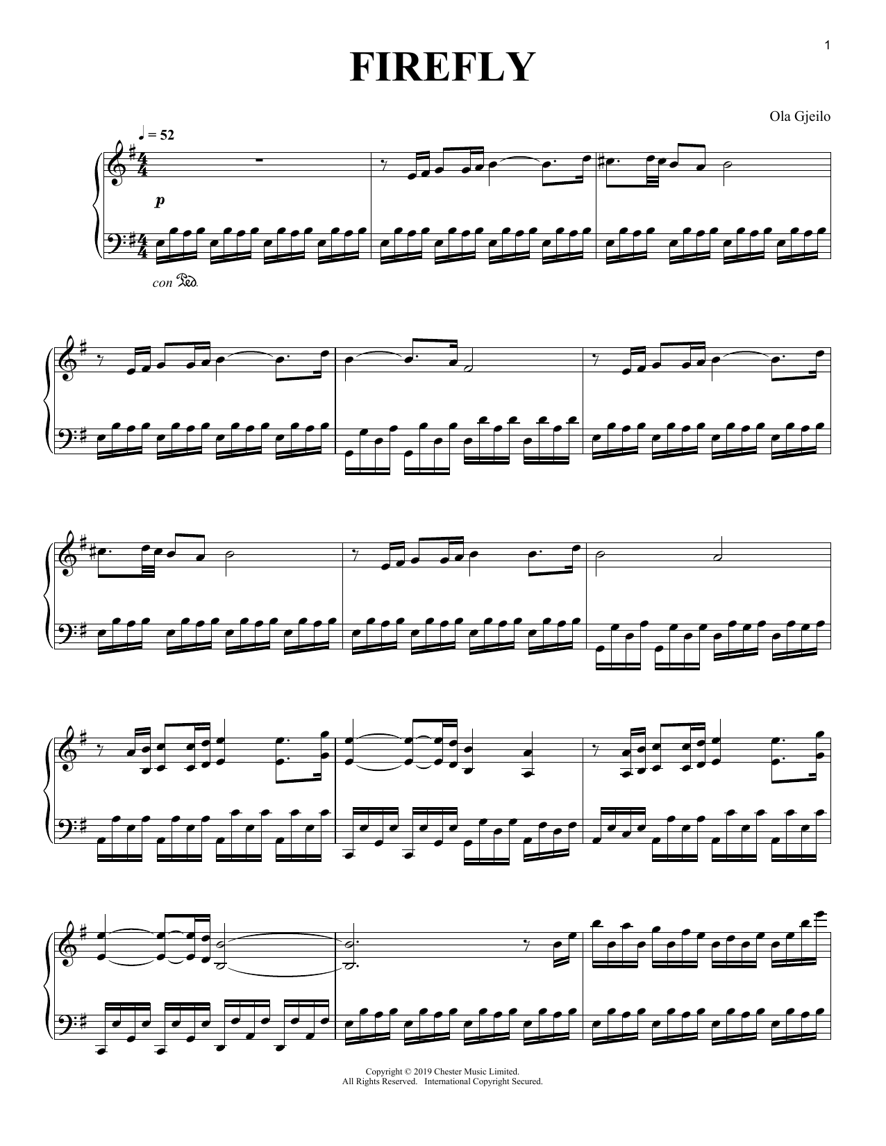 Download Ola Gjeilo Firefly Sheet Music and learn how to play Piano Solo PDF digital score in minutes