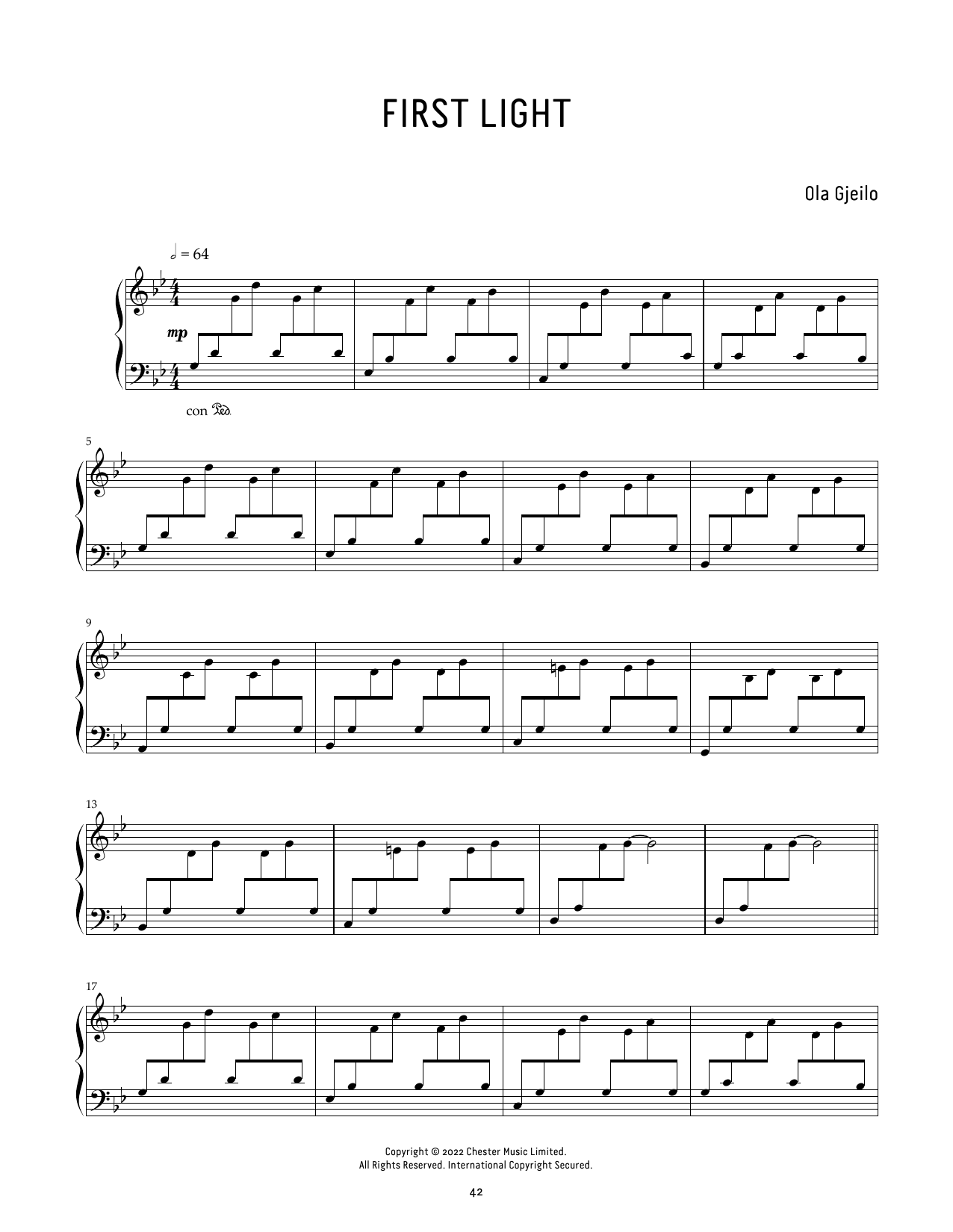 Download Ola Gjeilo First Light Sheet Music and learn how to play Piano Solo PDF digital score in minutes