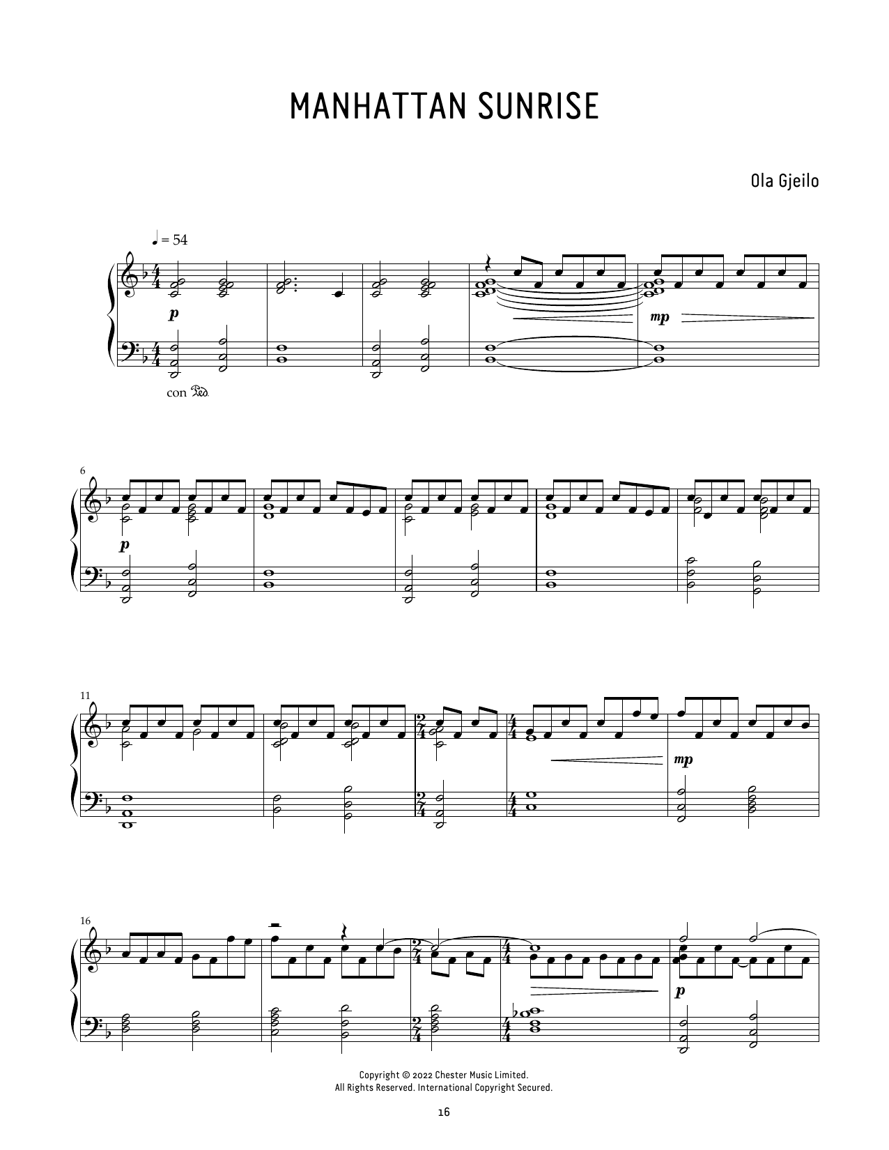 Download Ola Gjeilo Manhattan Sunrise Sheet Music and learn how to play Piano Solo PDF digital score in minutes