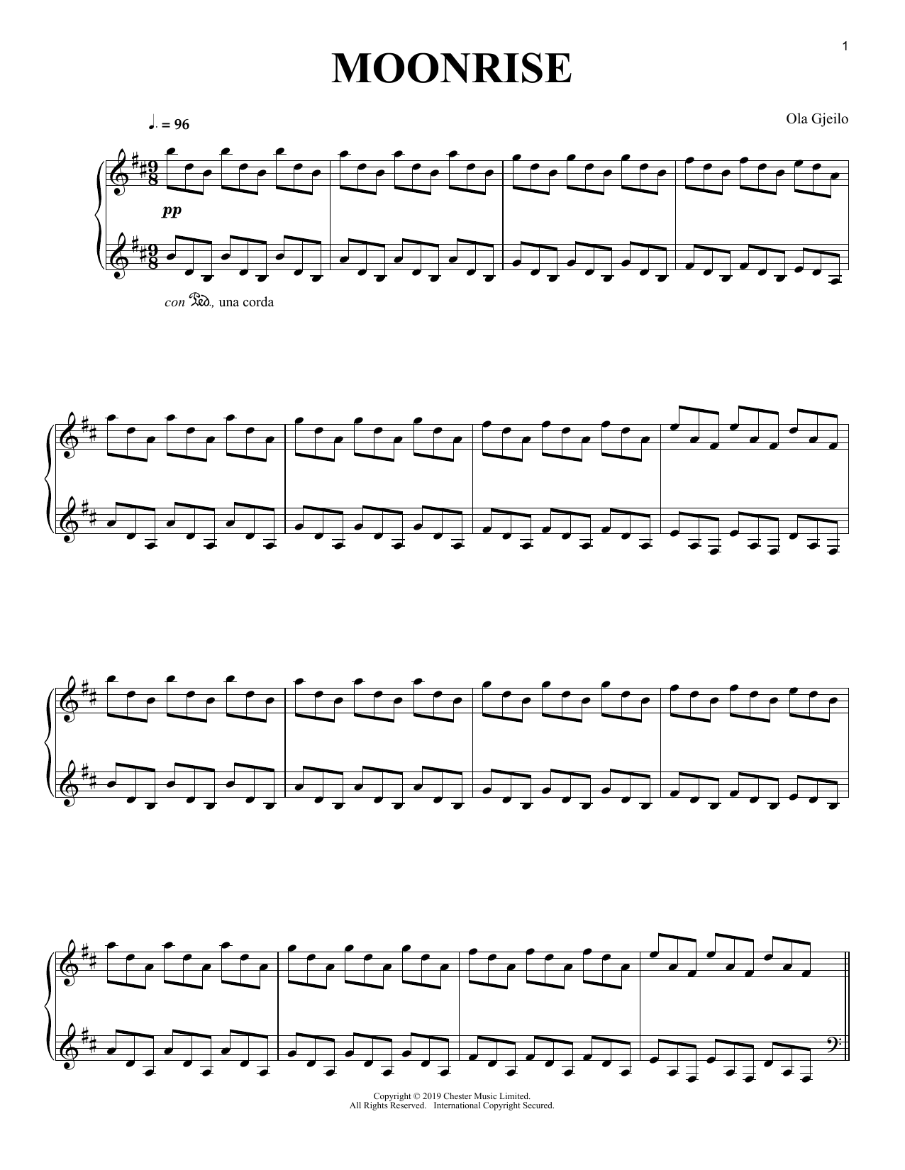 Download Ola Gjeilo Moonrise Sheet Music and learn how to play Piano Solo PDF digital score in minutes