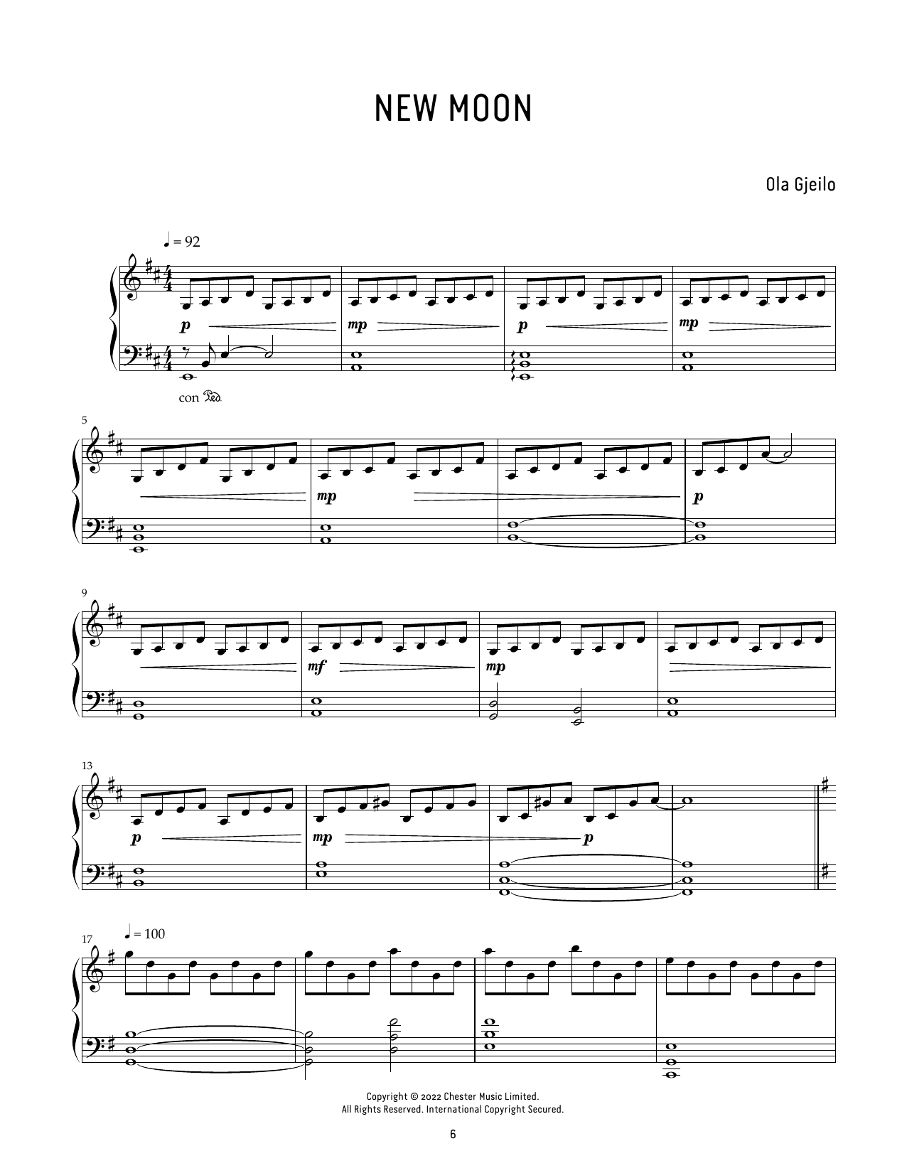 Download Ola Gjeilo New Moon Sheet Music and learn how to play Piano Solo PDF digital score in minutes