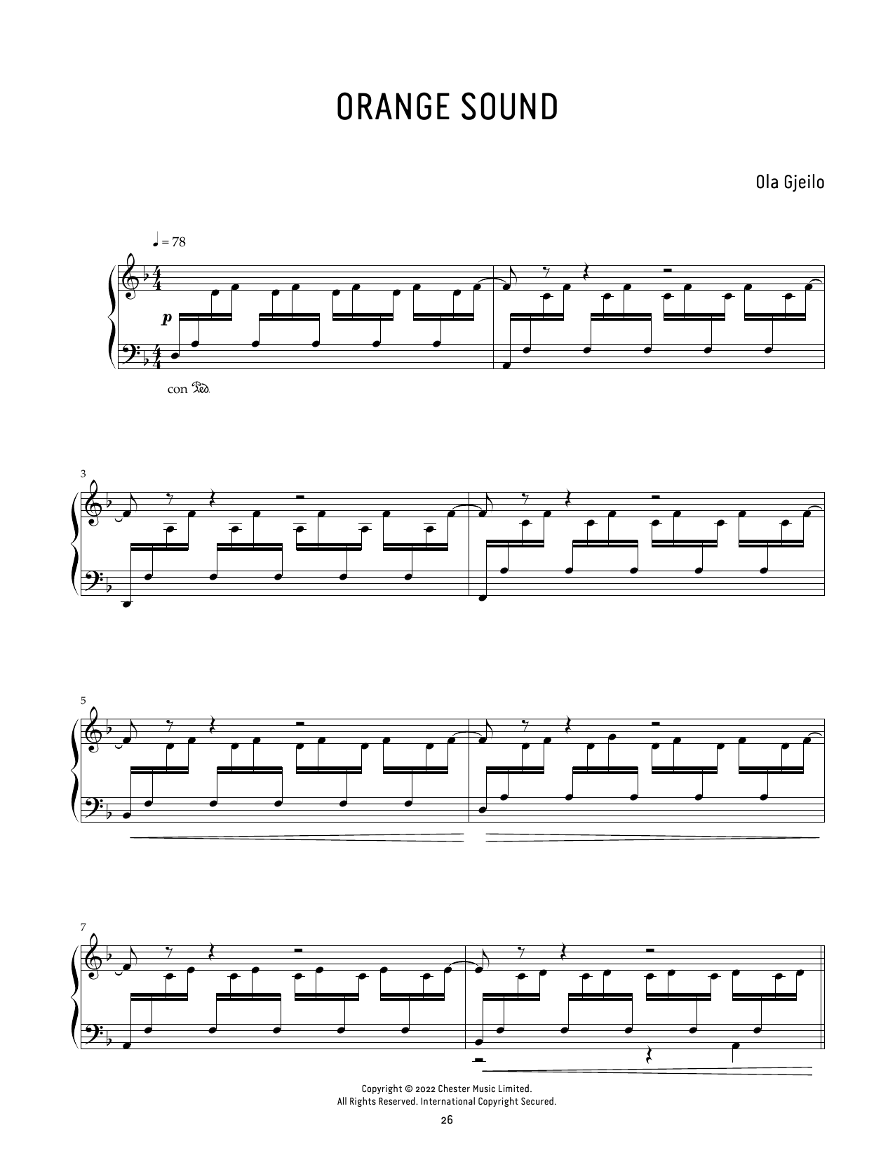 Download Ola Gjeilo Orange Sound Sheet Music and learn how to play Piano Solo PDF digital score in minutes