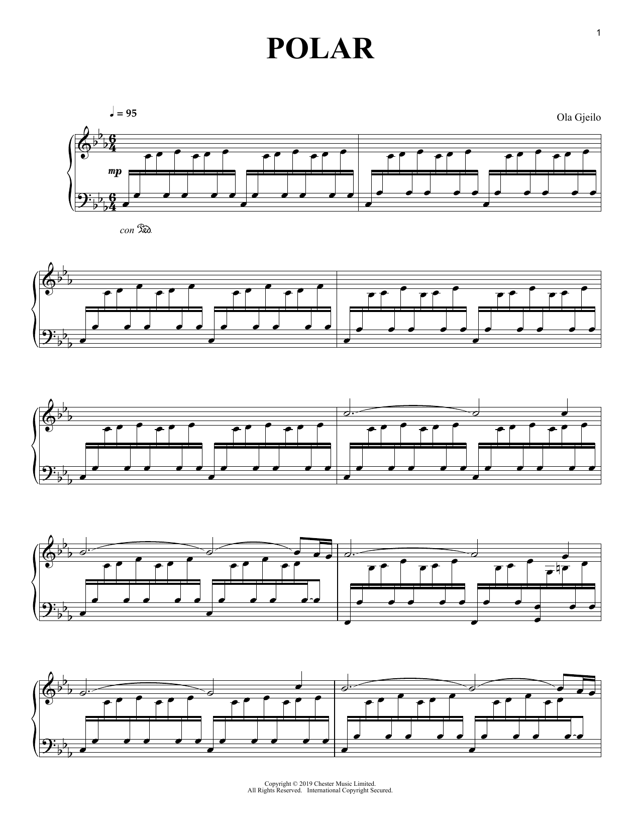 Download Ola Gjeilo Polar Sheet Music and learn how to play Piano Solo PDF digital score in minutes