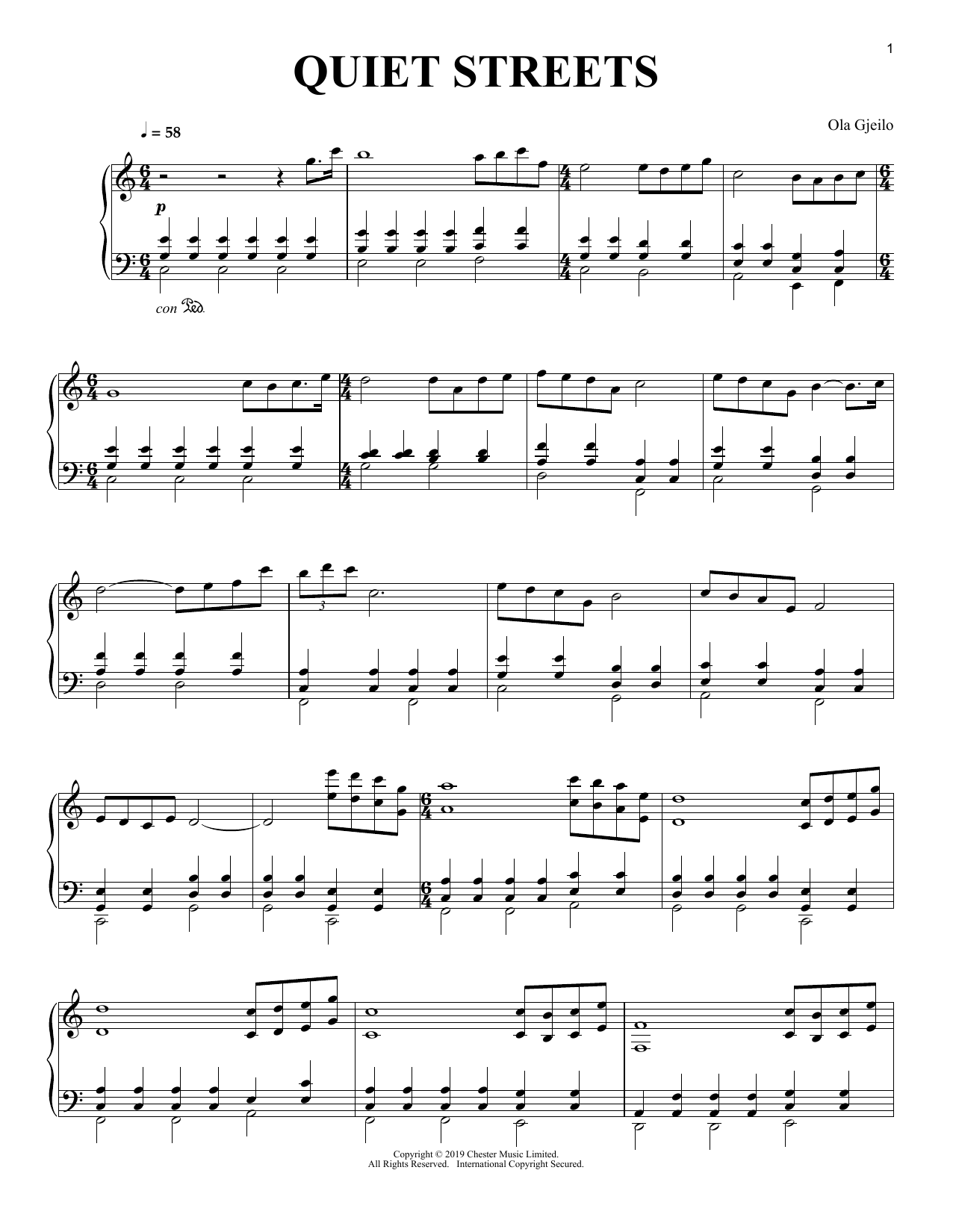 Download Ola Gjeilo Quiet Streets Sheet Music and learn how to play Piano Solo PDF digital score in minutes