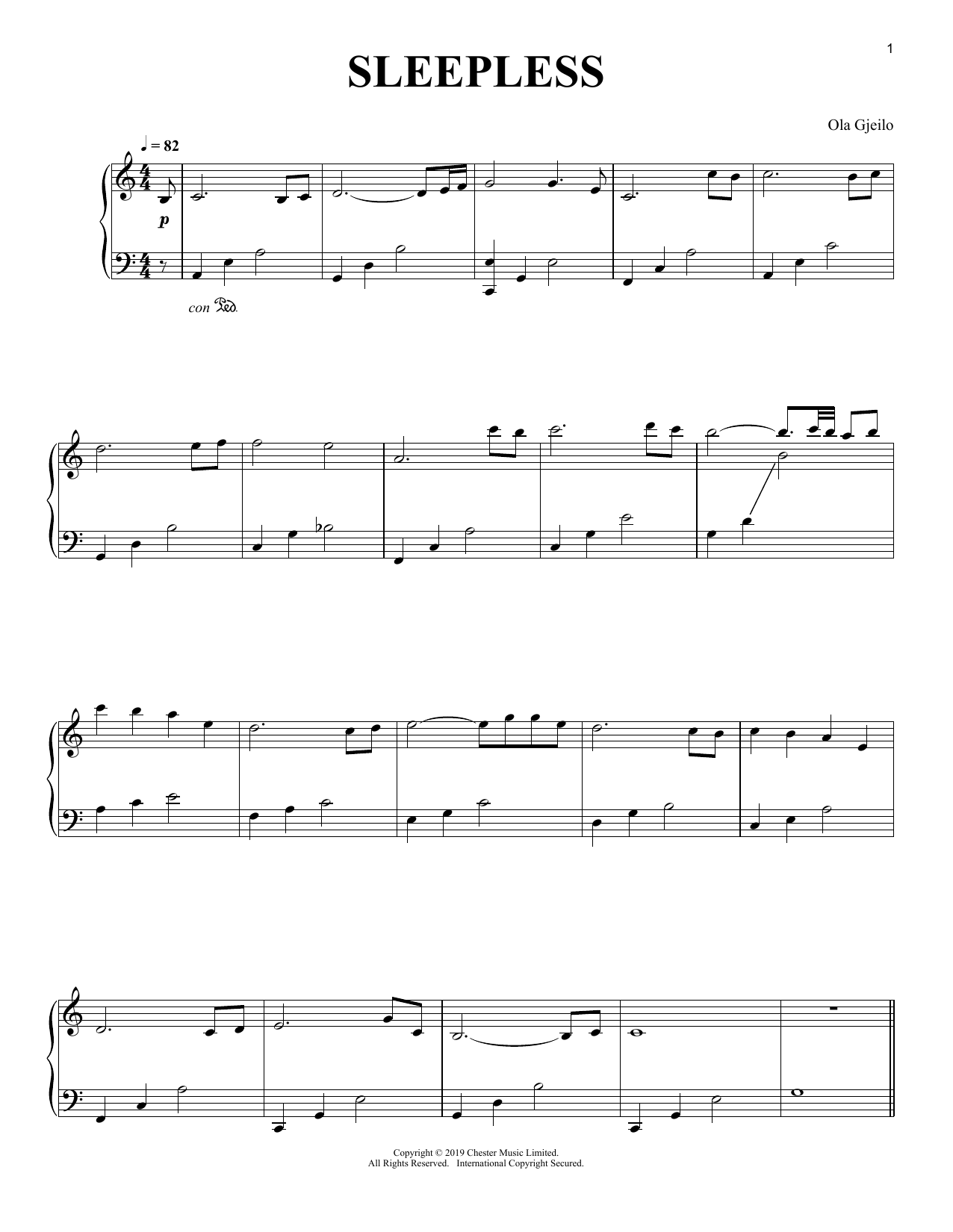 Download Ola Gjeilo Sleepless Sheet Music and learn how to play Piano Solo PDF digital score in minutes