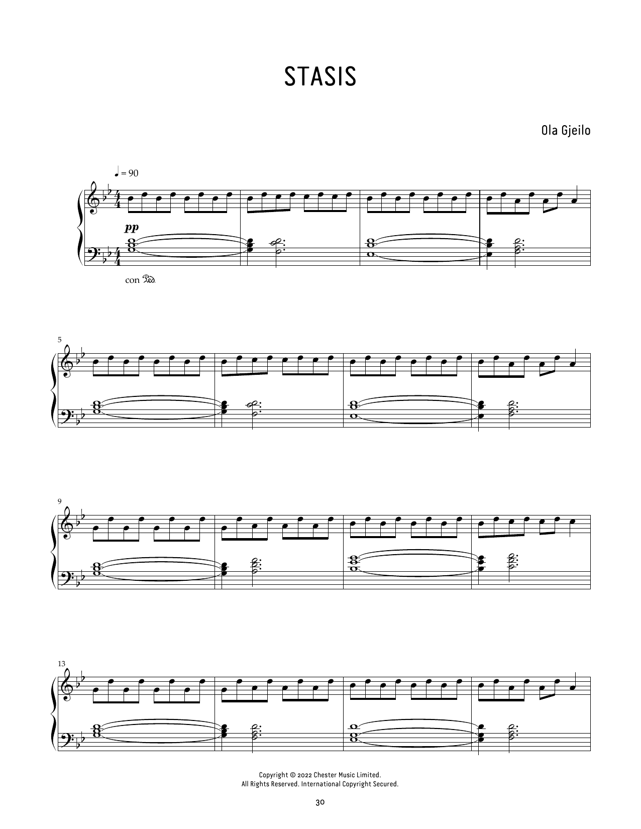 Download Ola Gjeilo Stasis Sheet Music and learn how to play Piano Solo PDF digital score in minutes