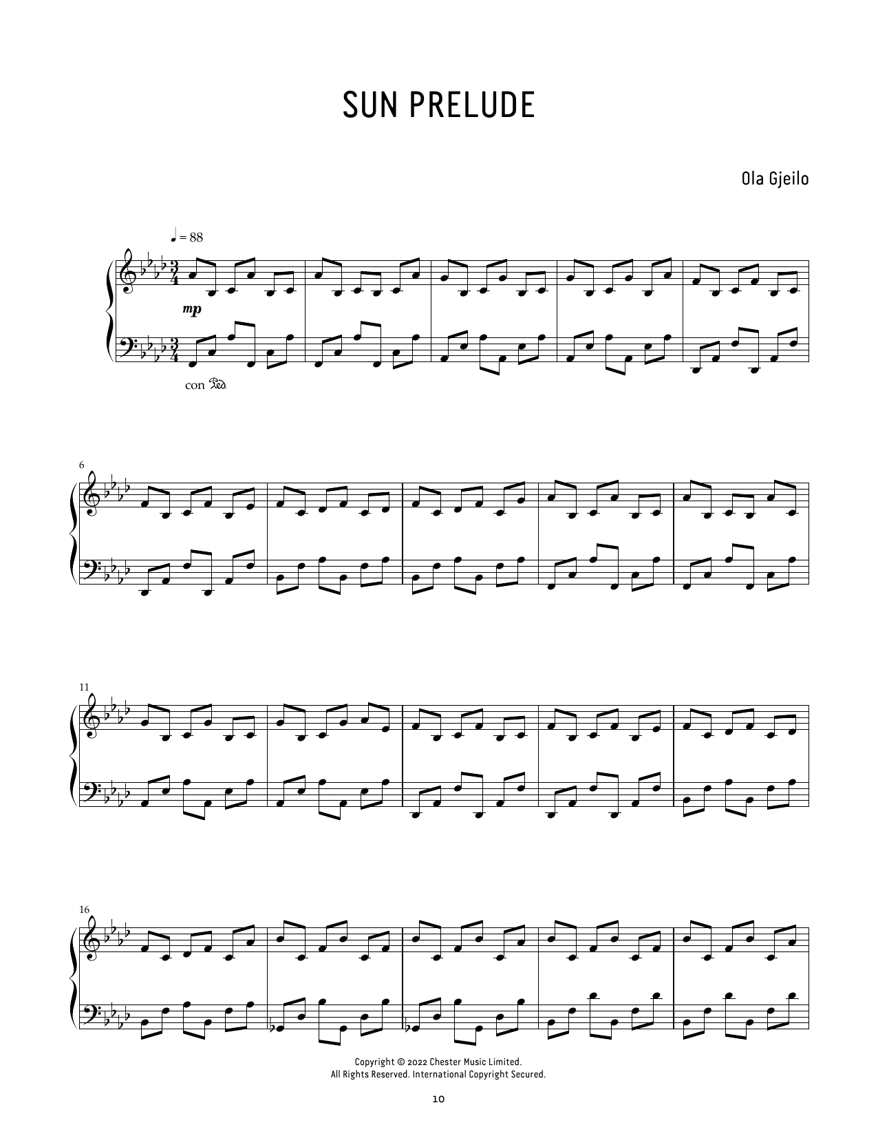 Download Ola Gjeilo Sun Prelude Sheet Music and learn how to play Piano Solo PDF digital score in minutes