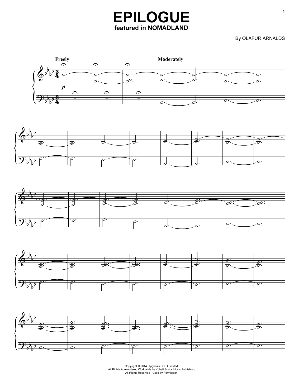 Download Olafur Arnalds Epilogue (from Nomadland) Sheet Music and learn how to play Piano Solo PDF digital score in minutes