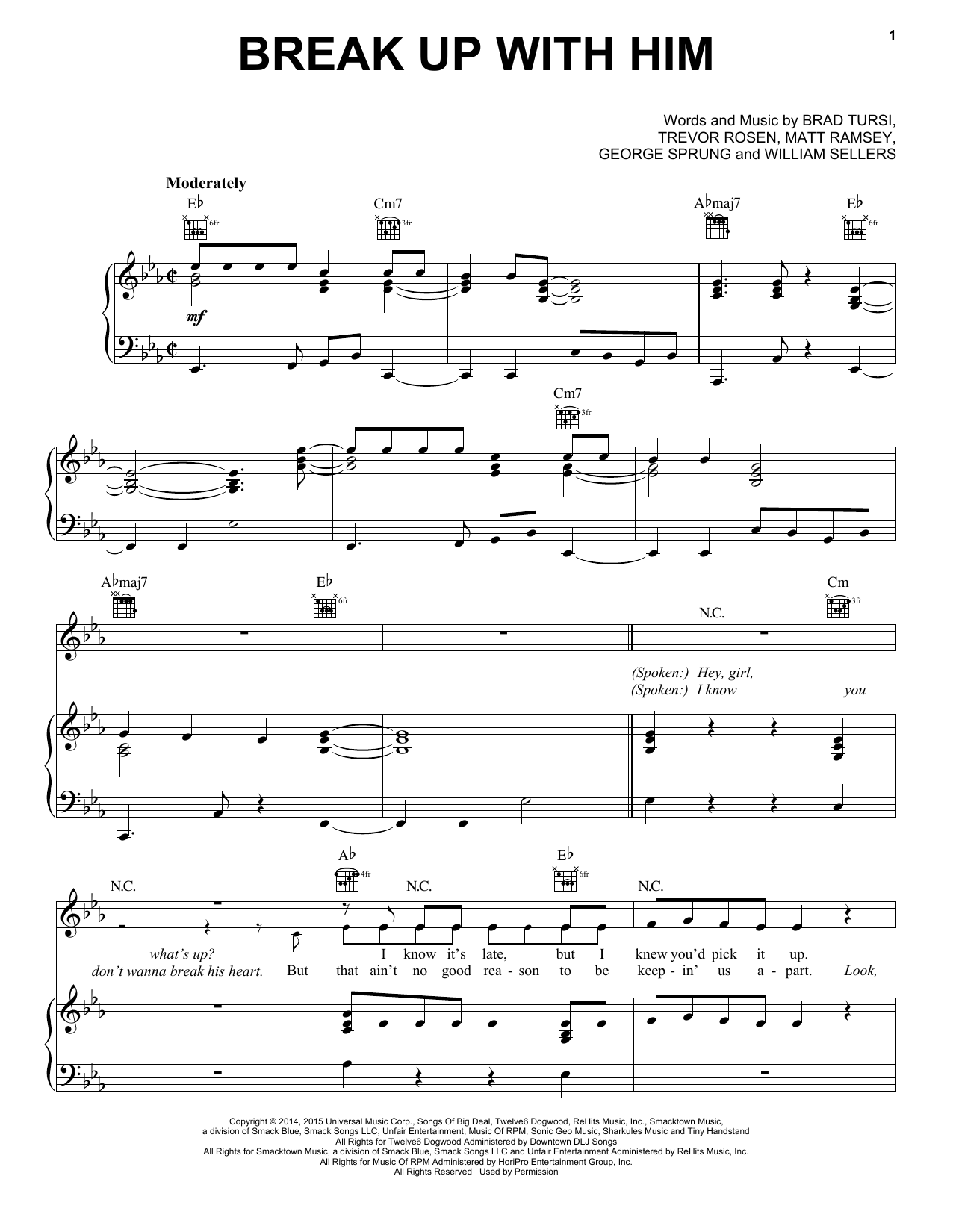 Download Old Dominion Break Up With Him Sheet Music and learn how to play Piano, Vocal & Guitar (Right-Hand Melody) PDF digital score in minutes