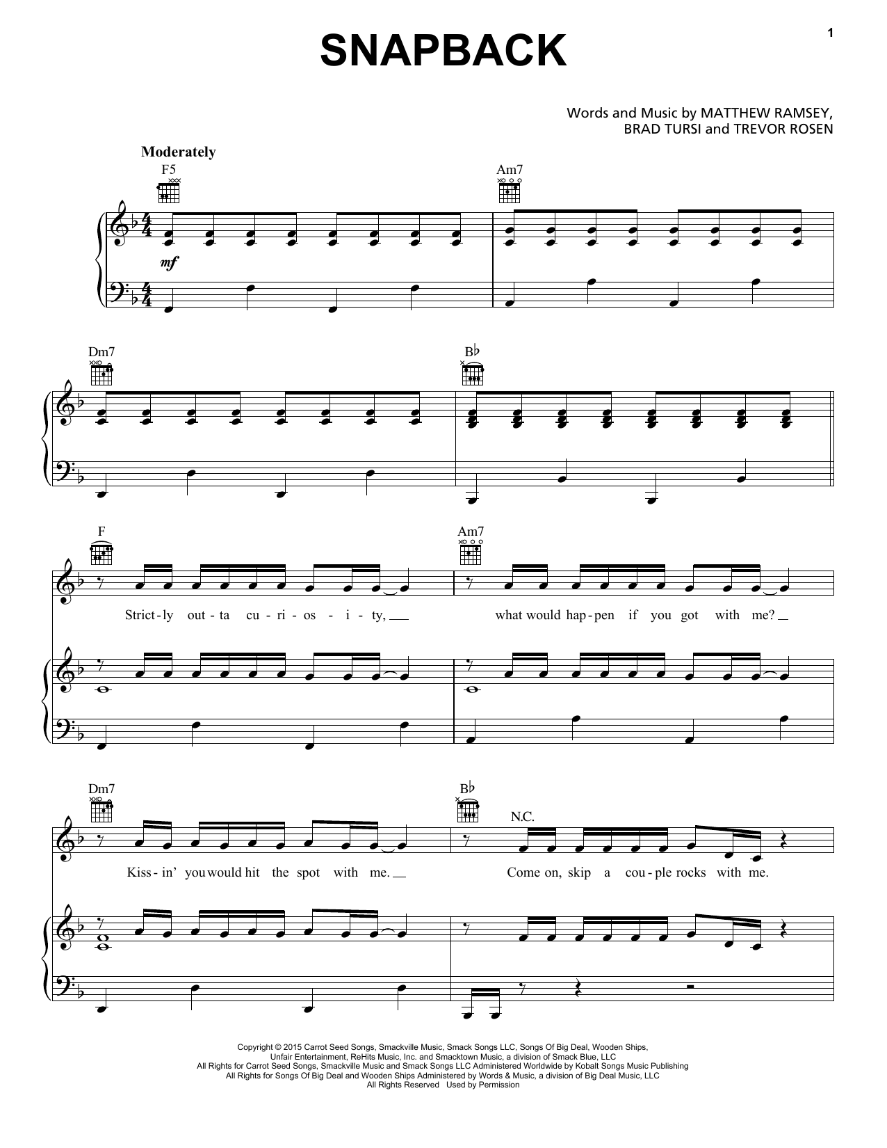 Download Old Dominion Snapback Sheet Music and learn how to play Piano, Vocal & Guitar (Right-Hand Melody) PDF digital score in minutes