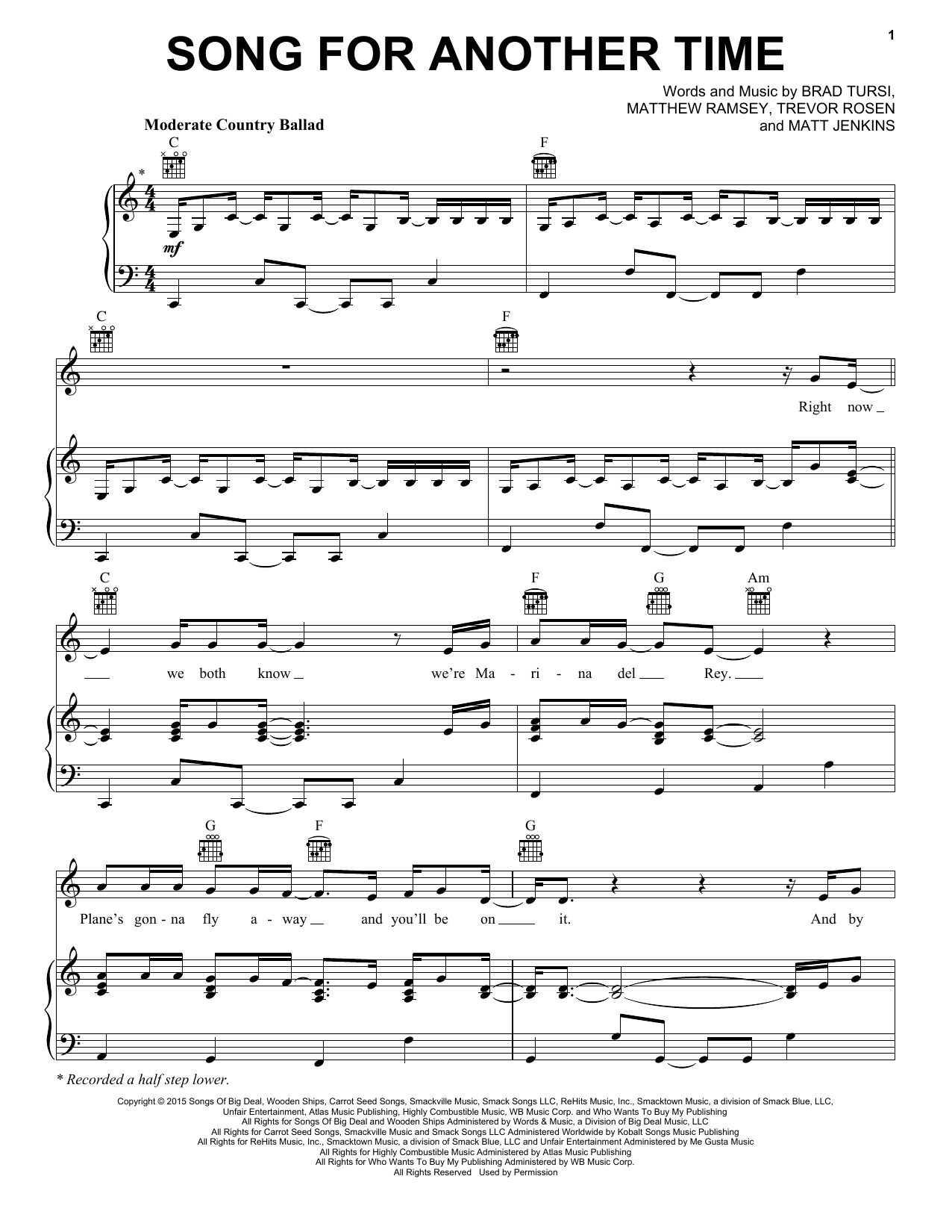 Download Old Dominion Song For Another Time Sheet Music and learn how to play Piano, Vocal & Guitar (Right-Hand Melody) PDF digital score in minutes