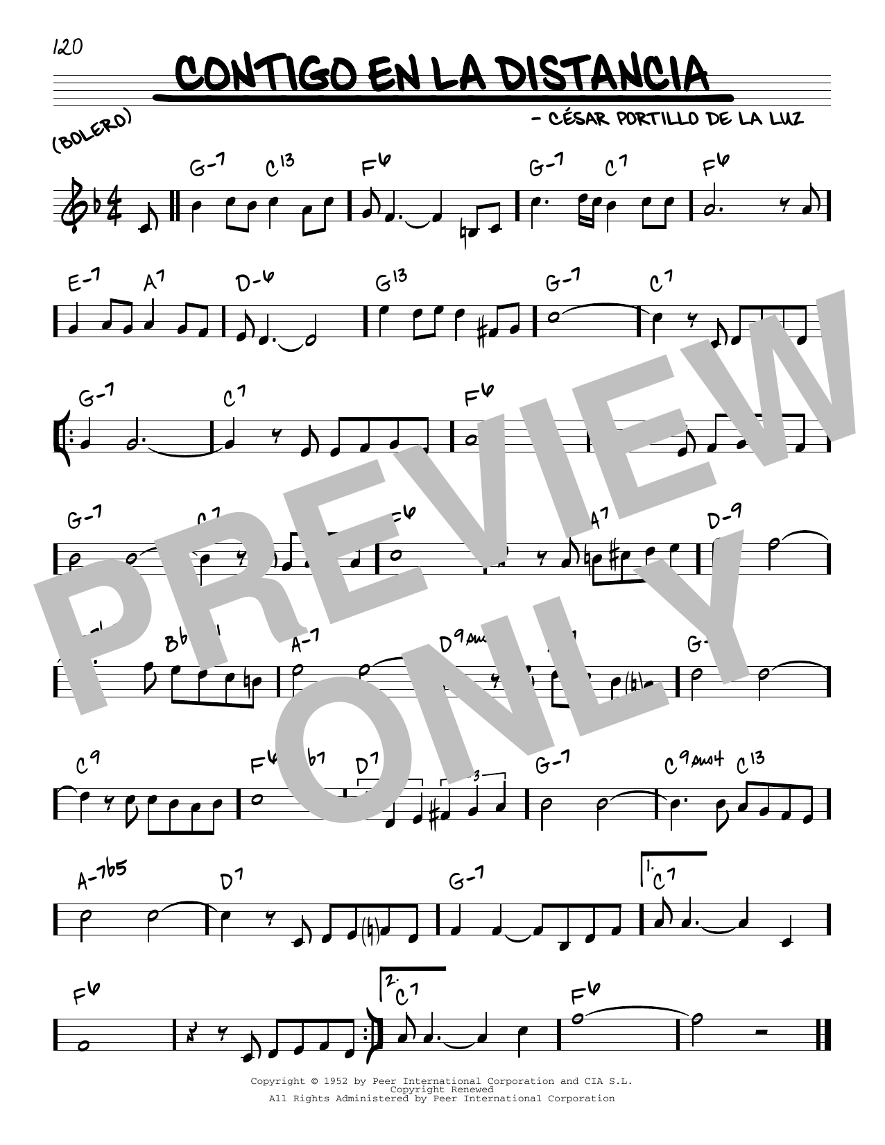 Download Olga Guillot Contigo En La Distancia Sheet Music and learn how to play Real Book – Melody & Chords PDF digital score in minutes