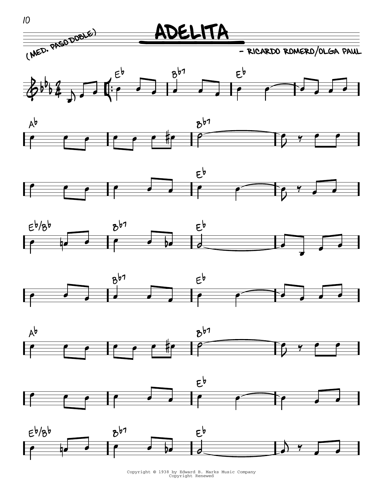 Download Olga Paul Adelita Sheet Music and learn how to play Real Book – Melody & Chords PDF digital score in minutes
