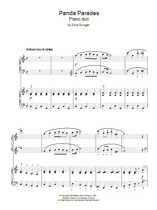 Download Olive Dungan Panda Parades Sheet Music and learn how to play Piano Duet PDF digital score in minutes