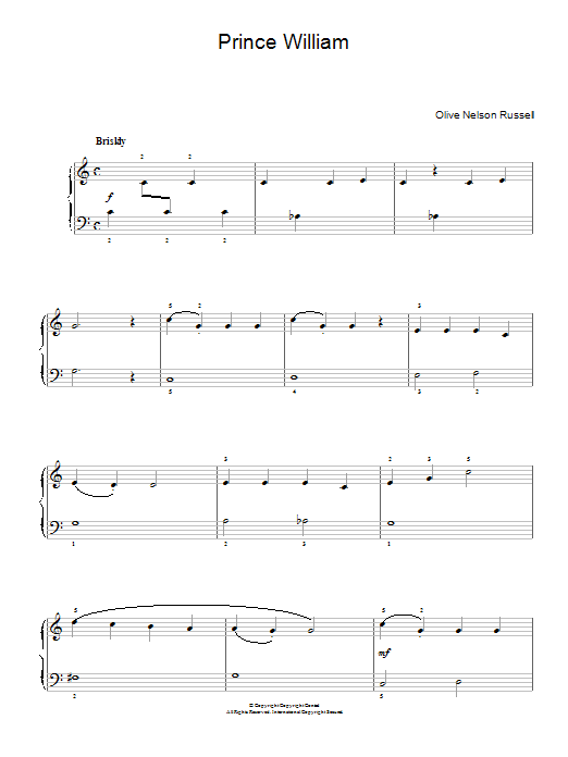 Download Olive Nelson Russell Prince William Sheet Music and learn how to play Piano PDF digital score in minutes