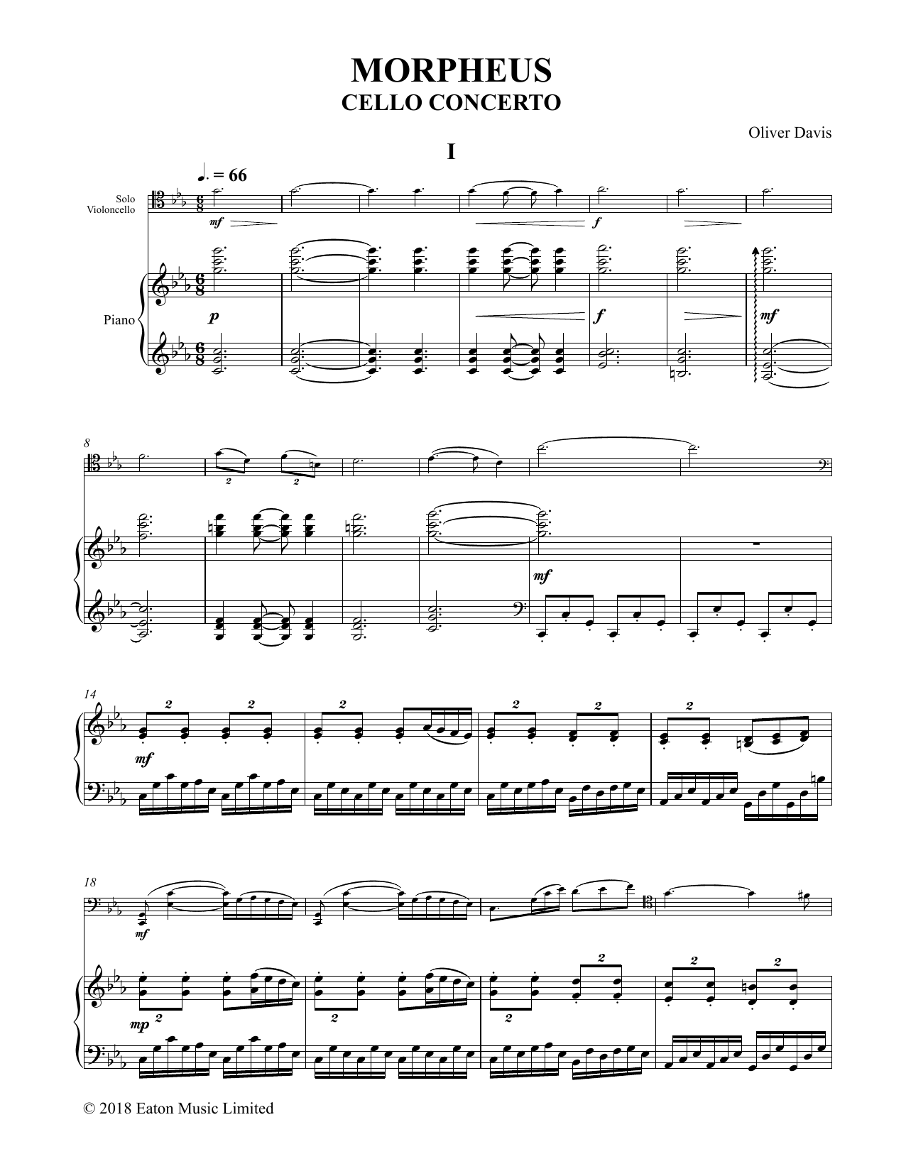 Download Oliver Davis Morpheus Sheet Music and learn how to play Cello and Piano PDF digital score in minutes
