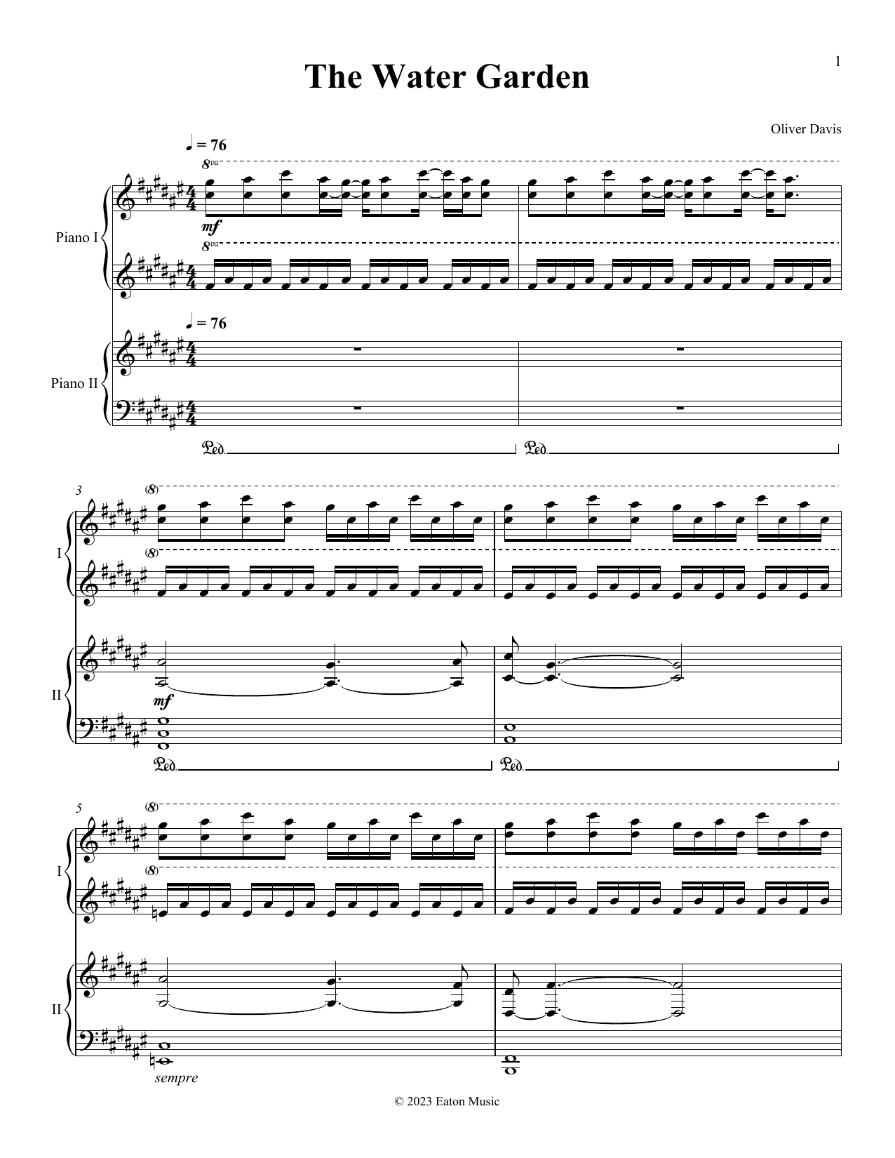 Download Oliver Davis The Water Garden Sheet Music and learn how to play Piano Duet PDF digital score in minutes