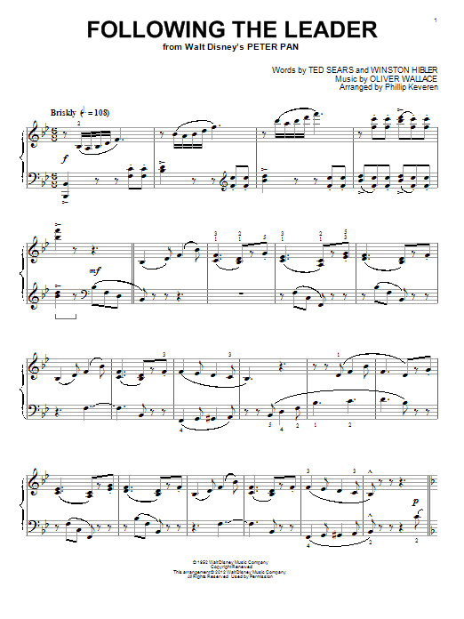 Download Oliver Wallace Following The Leader (from Peter Pan) Sheet Music and learn how to play Piano PDF digital score in minutes