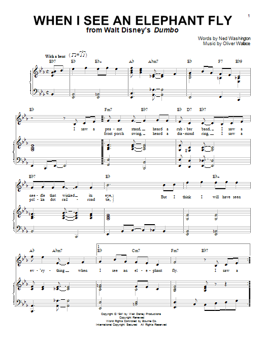 Download Ned Washington and Oliver Wallace When I See An Elephant Fly (from Dumbo) Sheet Music and learn how to play Bells Solo PDF digital score in minutes